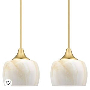 New 2 Pack 1 Light Indoor Hanging Kitchen Island 7.3" Alabaster Glass Pendants